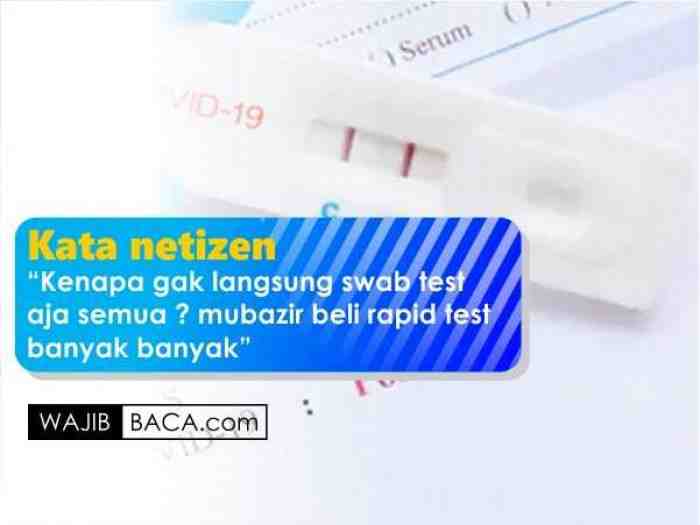 Kemenkes Akui Rapid Test Corona Validitasnya Kurang