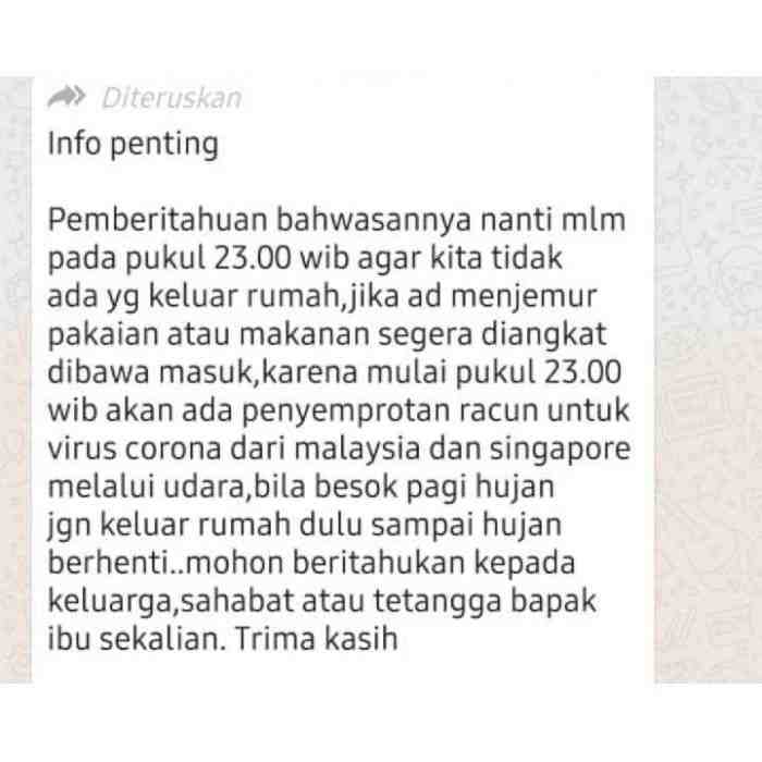 Hoax? Malaysia dan Singapura Semprotkan Racun dari Udara untuk Basmi Corona