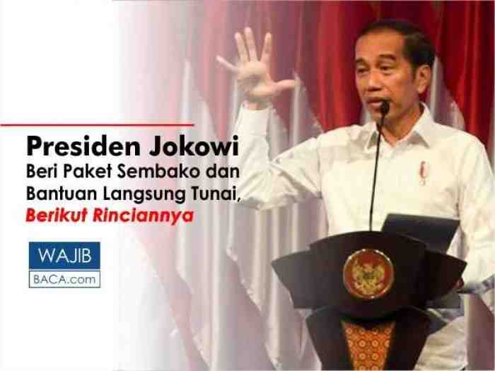 Jokowi Siapkan Paket Sembako dan Bantuan Uang Tunai, ini Rinciannya