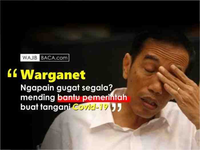 Dinilai Sembrono Tangani Corona, Rakyat Gugat Presiden Jokowi ke Pengadilan