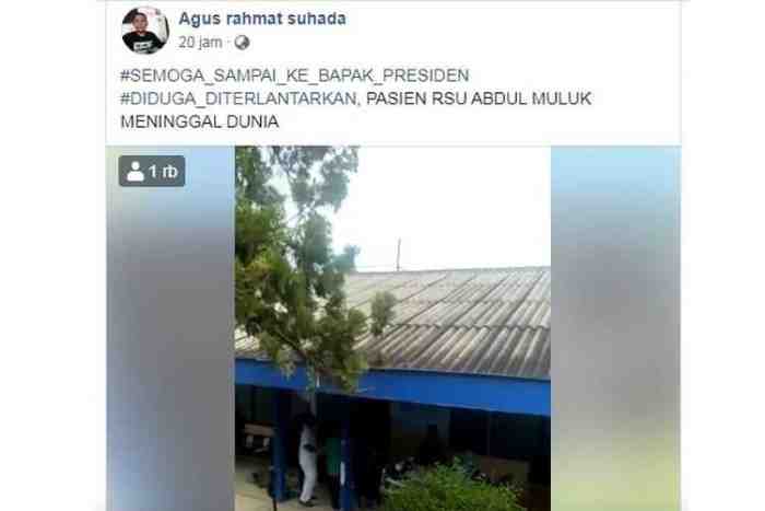 Pasien BPJS Meninggal Dunia, Diduga Ditelantarkan di RSAM Lampung