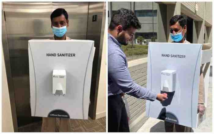 Tak Manusiawi, Perusahaan ini Pekerjakan Orang Sebagai Dispenser Hand Sanitizer