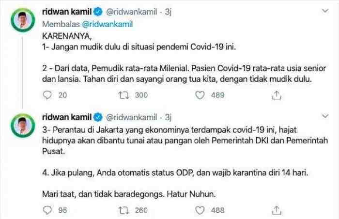 Viral, Ridwan Kamil Buktikan Mudik Bisa Sebarkan Virus Corona 