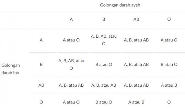 Perbedaan Karakteristik Golongan Darah A, B, AB, dan O