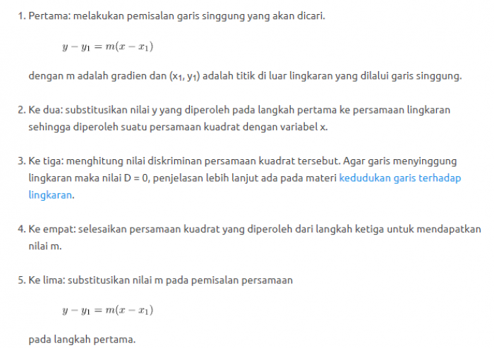 Rumus Persamaan Garis Singgung Lingkaran