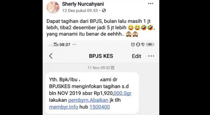 Viral Postingan Tagihan BPJS Nunggak Rp 5 Juta