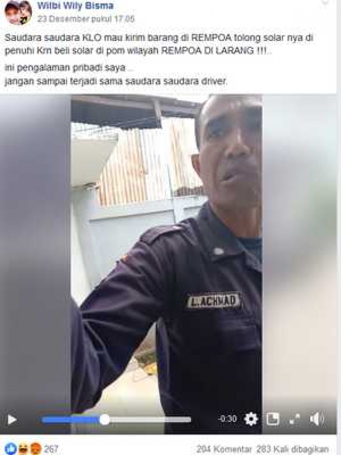Pengemudi Truk ini Dilarang Isi Solar Oleh Satpam Karena ini