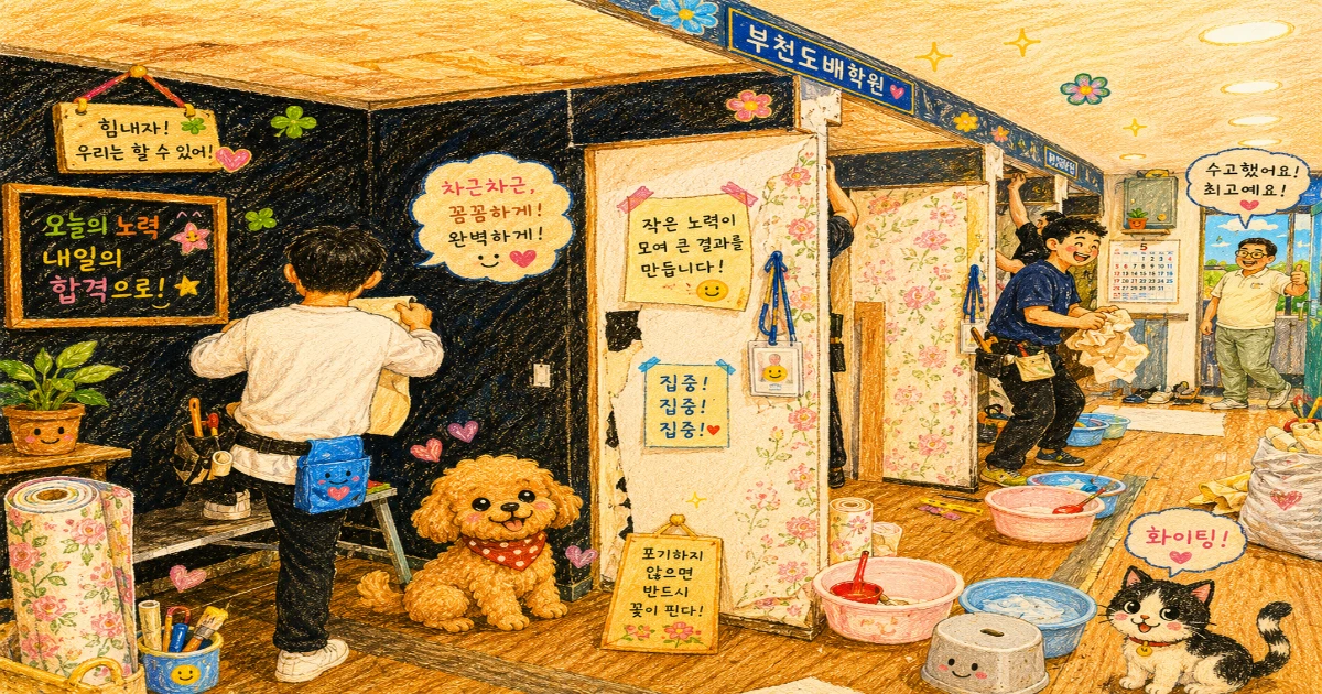 도배학원 실습 위주 국비지원 후기 개봉동에서 가까운 도배학원 실습 교육