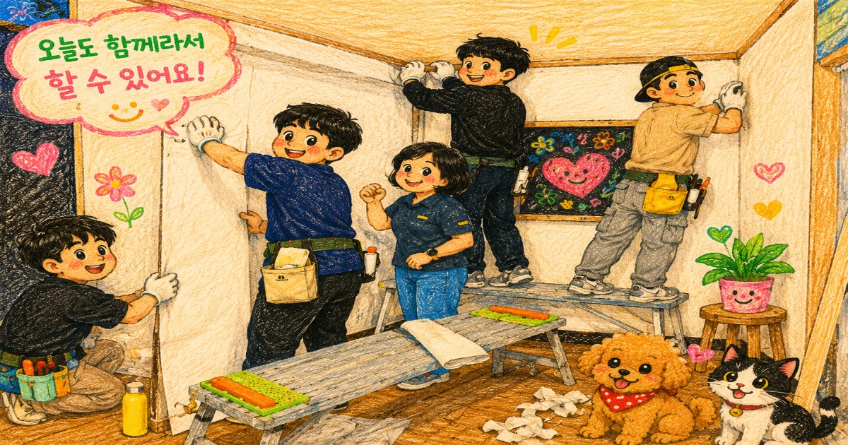 도배배우기 안정적인 기술직 교육 후기 광명시에서 가까운 도배학원 실습 교육