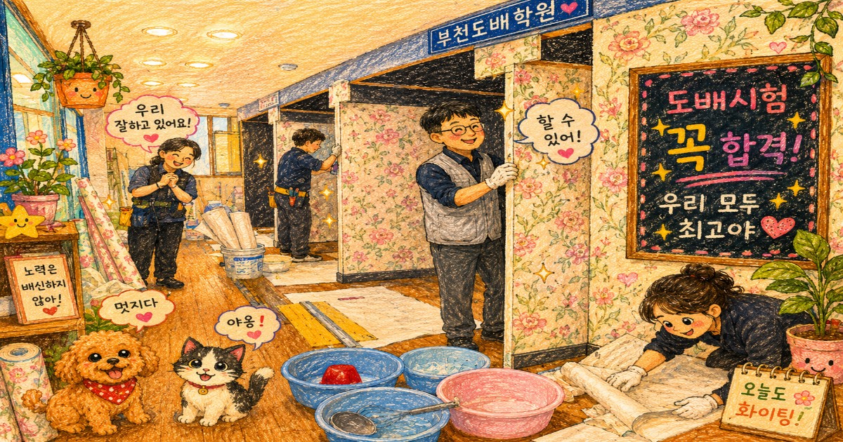 도배배우기 안정적인 기술직 교육 후기 서울에서 가까운 도배학원 실습 교육