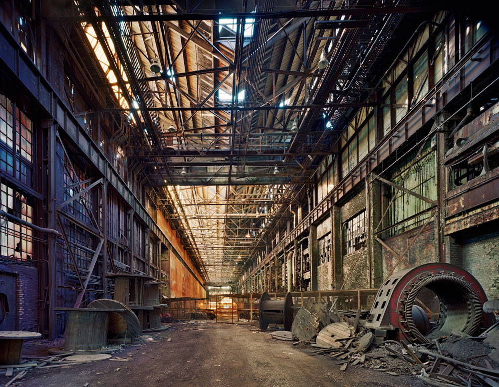 Andrew Moore, Rolling hall, Ford Motor Company, River Rouge Complex, Dearborn, 2008, digital chromogenic print scanned from film negative, 62 x 78 in., Collection of Fred and Laura Ruth Bidwell. Credit: Andrew Moore