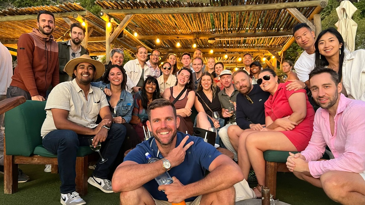 Community members gathered in a vibrant setting.