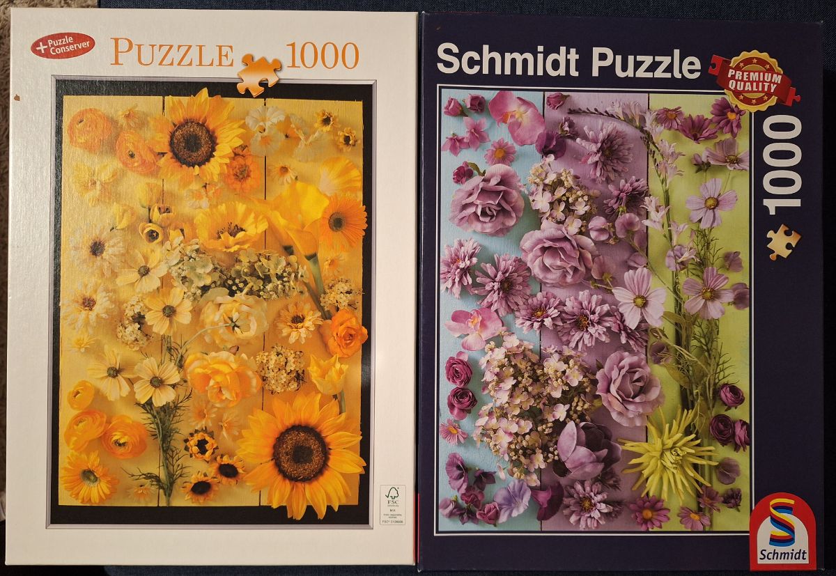 Puzzle-Paket: Gelbe und Violette Blumen (2 Puzzles) - Wanderpuzzle #4