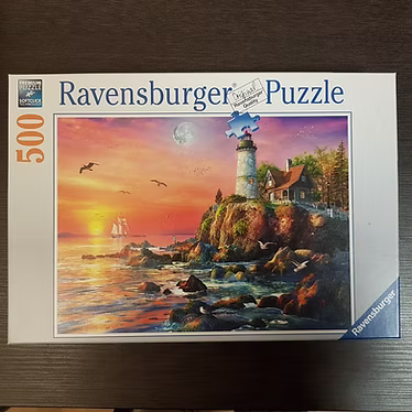 Puzzle: Leuchtturm am Abend von Ravensburger (500 Teile) - Wanderpuzzle