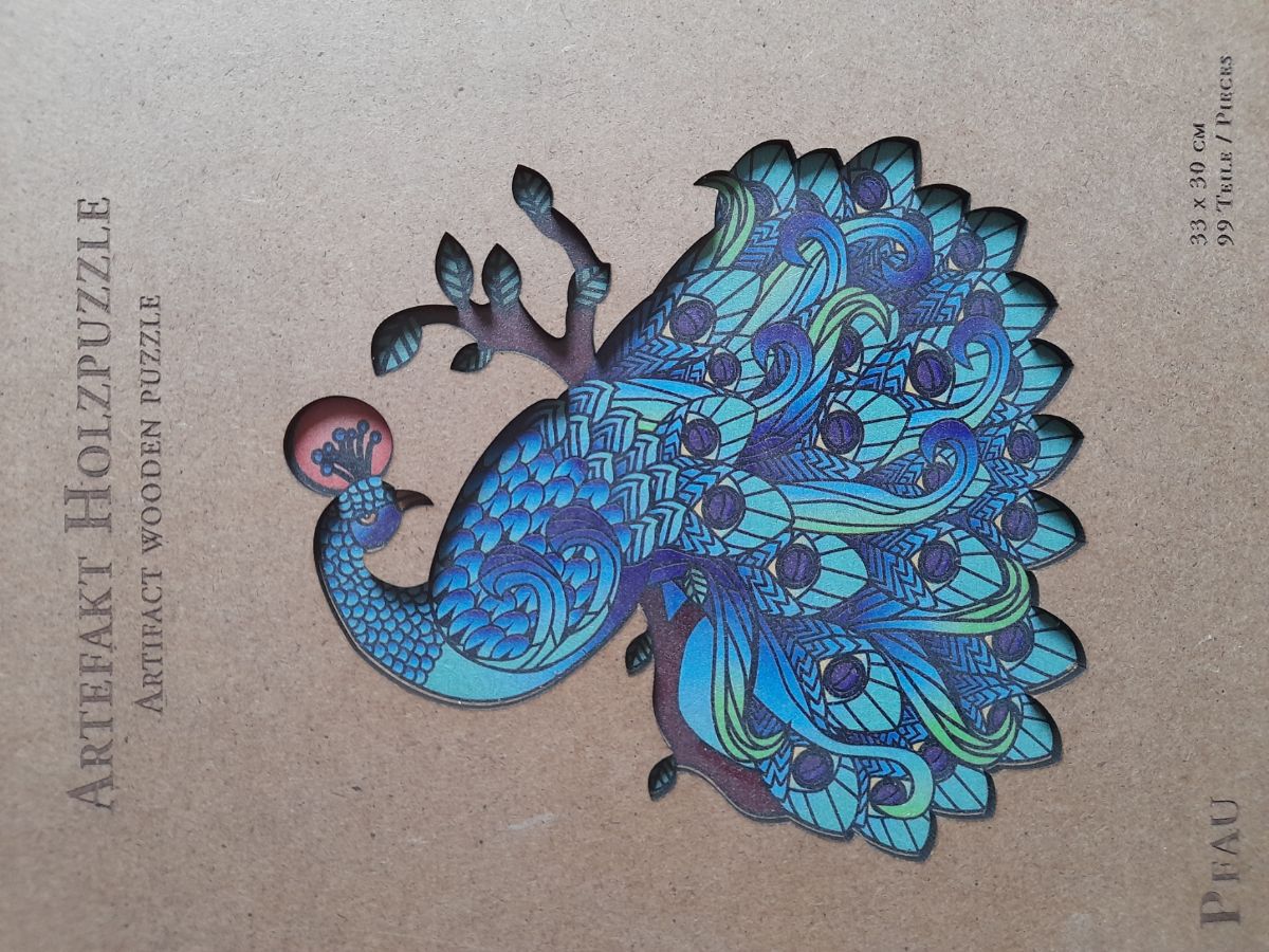 Puzzle: Pfau Holzpuzzle von Philos (99 Teile) - Wanderpuzzle #43