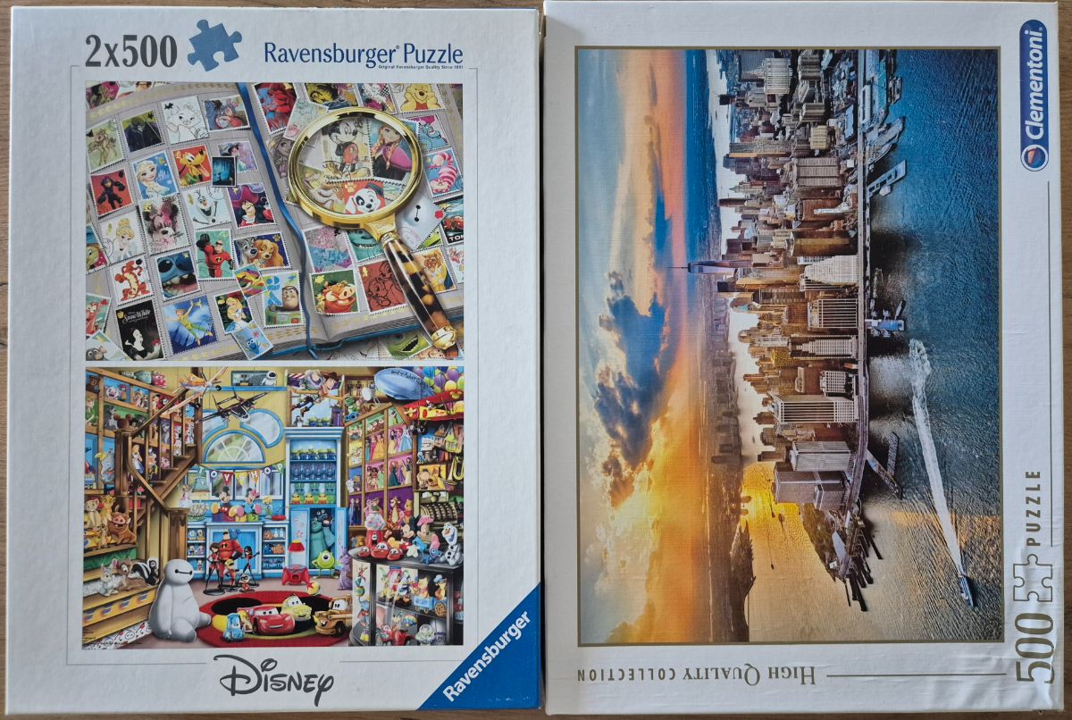 Puzzle-Paket: 3×500 Teile, Disney Stamps & Toys, New York (3 Puzzles) - Wanderpuzzle #75