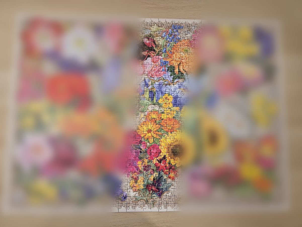 Puzzle: Mystery Puzzle Blumen von Ravensburger (1000 Teile) - Wanderpuzzle #85