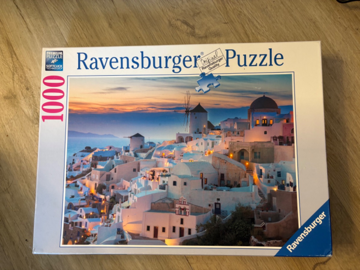 Puzzle: Abend über Santorini von Ravensburger (1000 Teile) - Wanderpuzzle #99