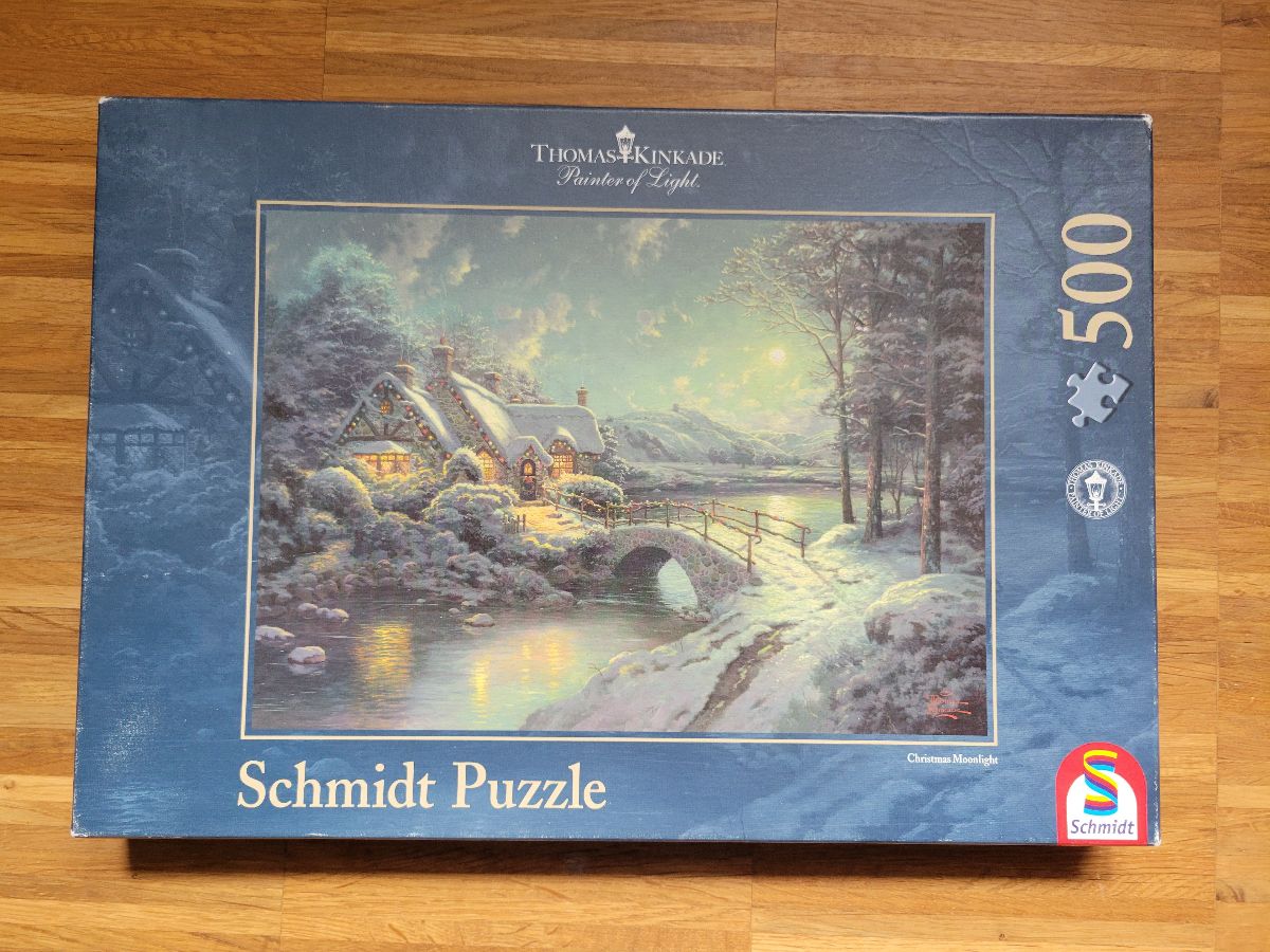 Puzzle: Christmas Moonlight Thomas Kinkade von Schmidt (500 Teile) - Wanderpuzzle