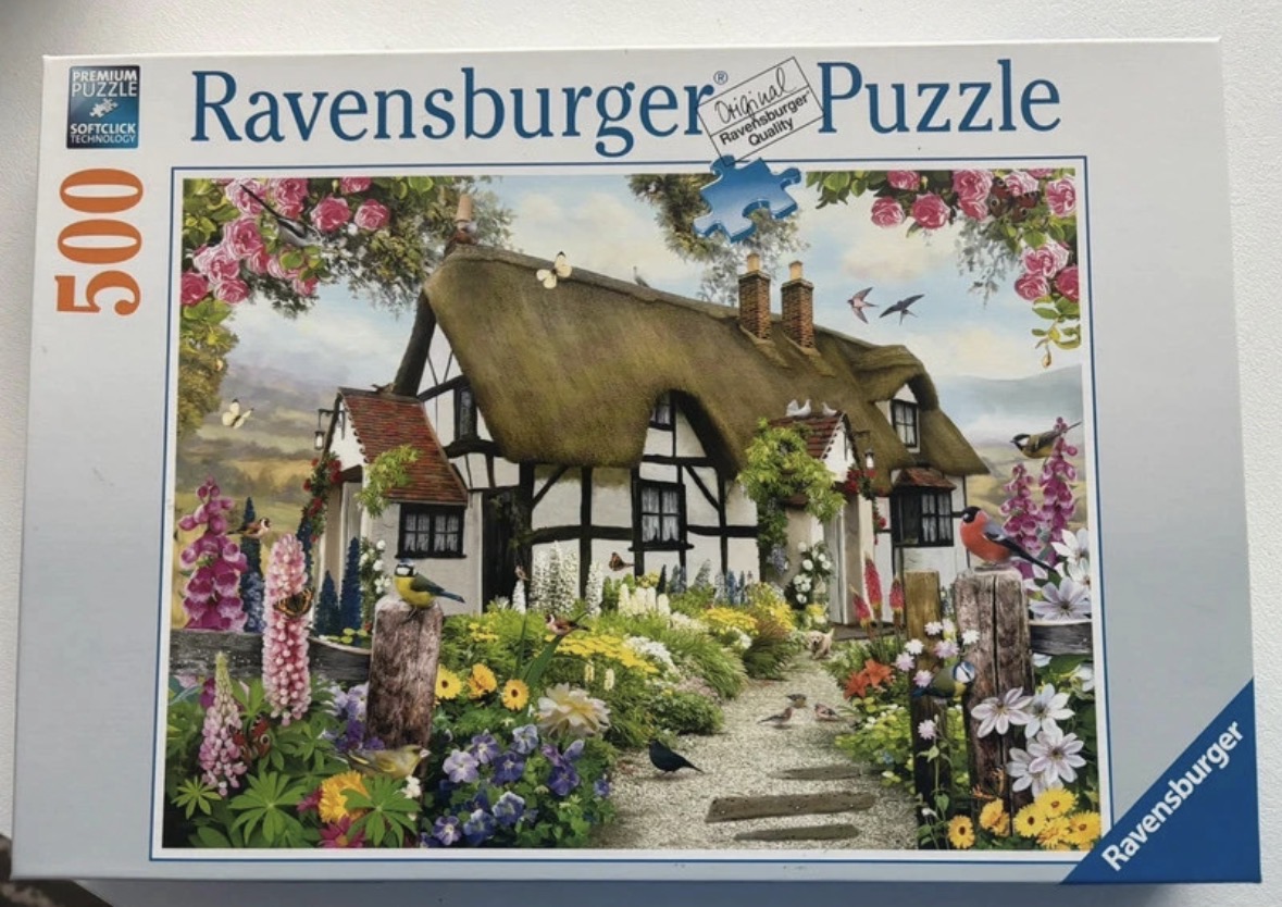 Puzzle: Verträumtes Cottage von Ravensburger (500 Teile) - Wanderpuzzle #117