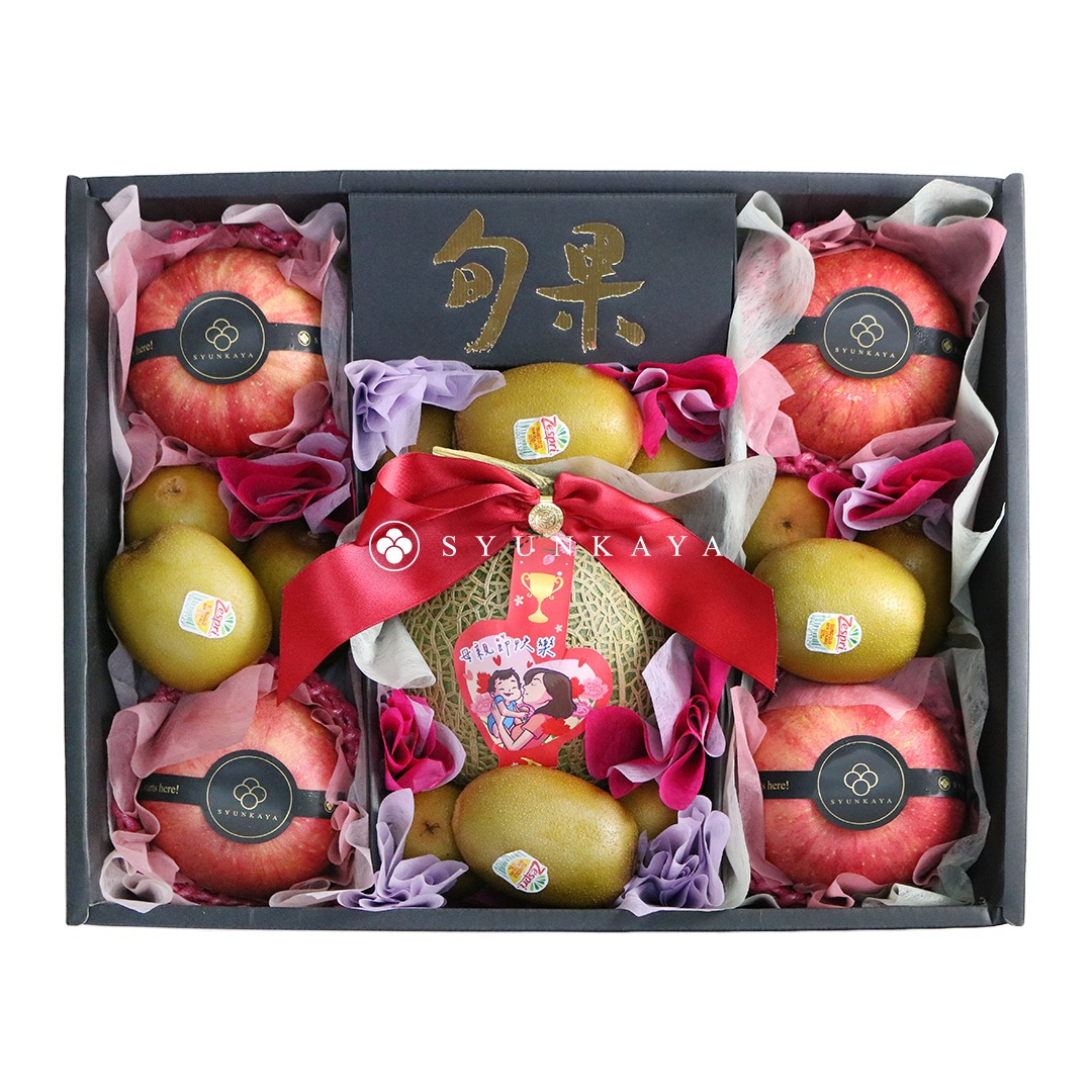 Mother's Day gift box, apple, kiwi, cantaloupe
