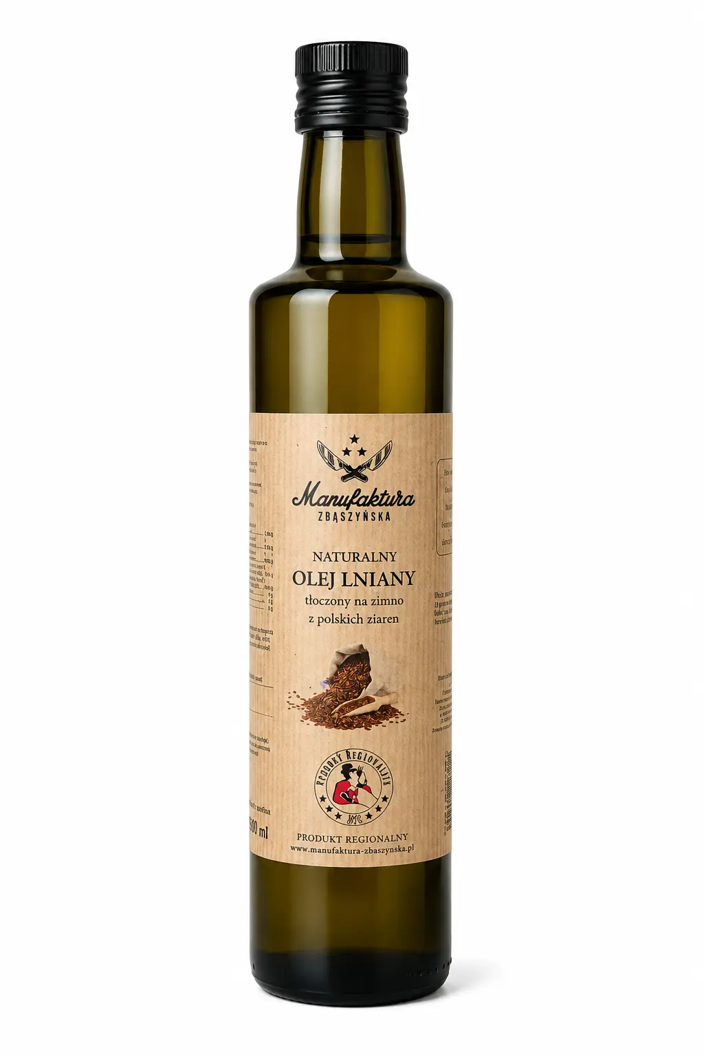 OLEJ LNIANY Manufaktura-Zbąszyńska 500 ml (Naturalny z Polskich ziaren)