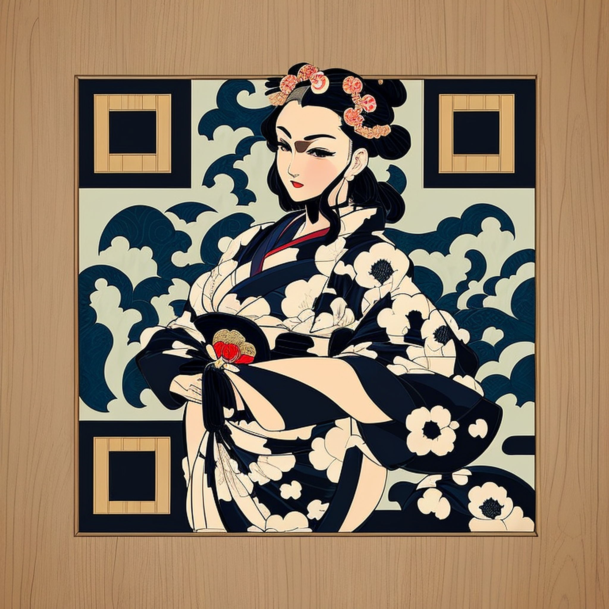 浮世絵スタイルのデザインQRコード作例
