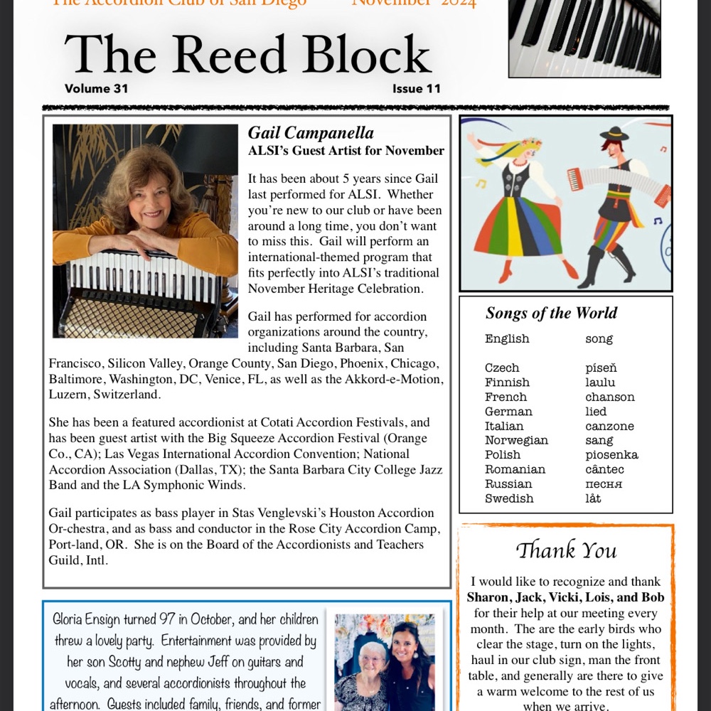 Reed Block Newsletter