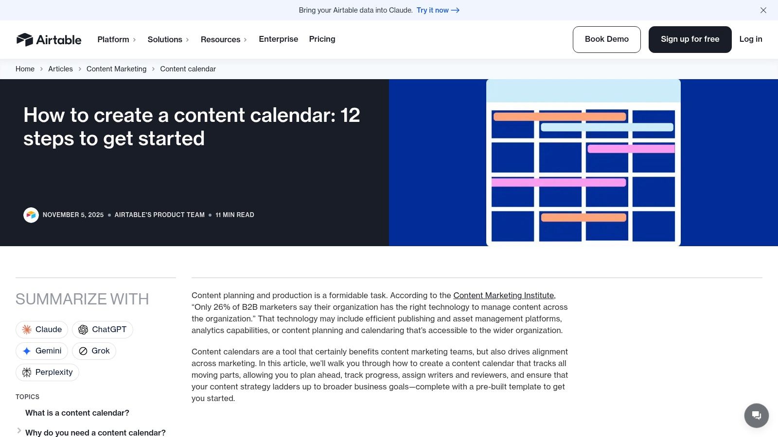 Airtable – Content Calendar Template (ready-to-use base)