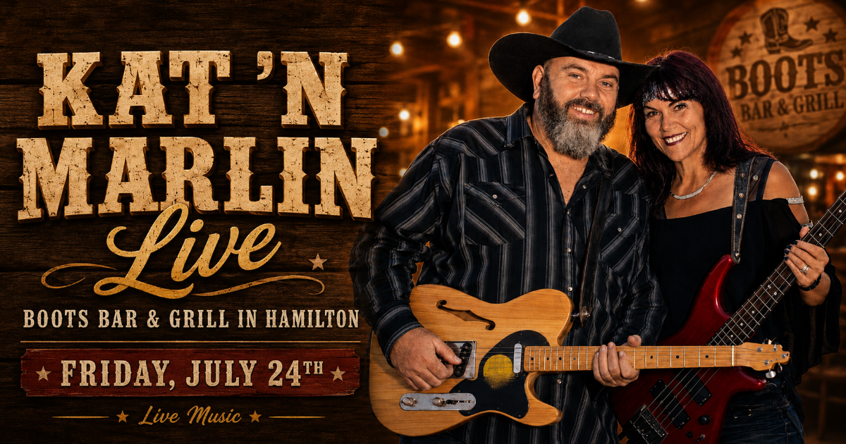 Kat ‘n Marlin Live at Boots bar and Grill in Hamilton event artwork