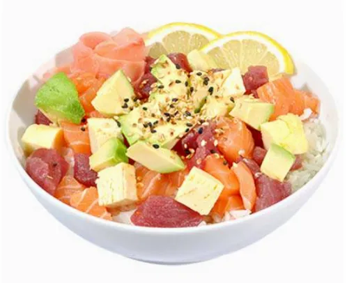 R7. Chirashi mariné, tartare thon et saumon, radis, avocat