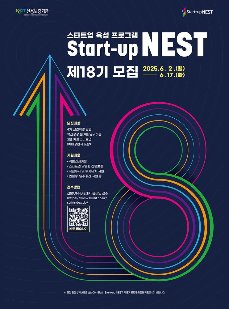 신용보증기금, 스타트업 육성 플랫폼 '스타트업 네스트' 18기 모집(~6/17)
