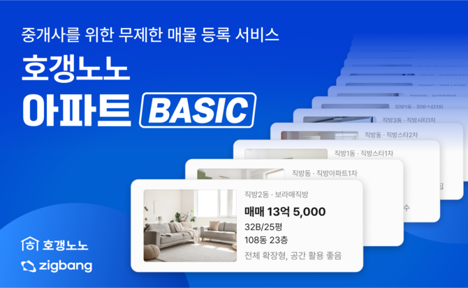 호갱노노, 아파트 공인중개사무소 위한 매물 무제한 등록 서비스 '아파트BASIC' 출시