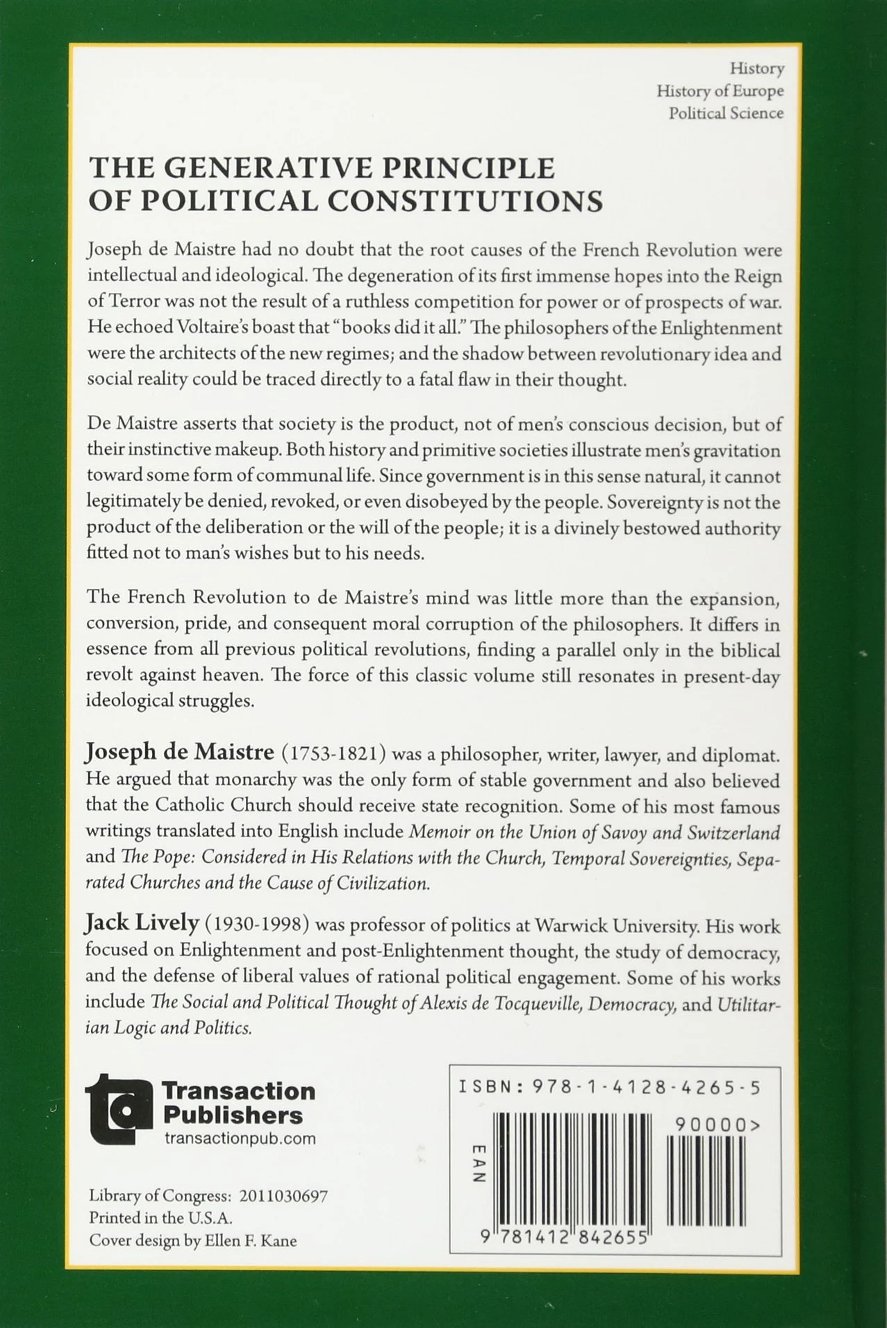 An Essay on the Generative Principle of Political Constitutions
