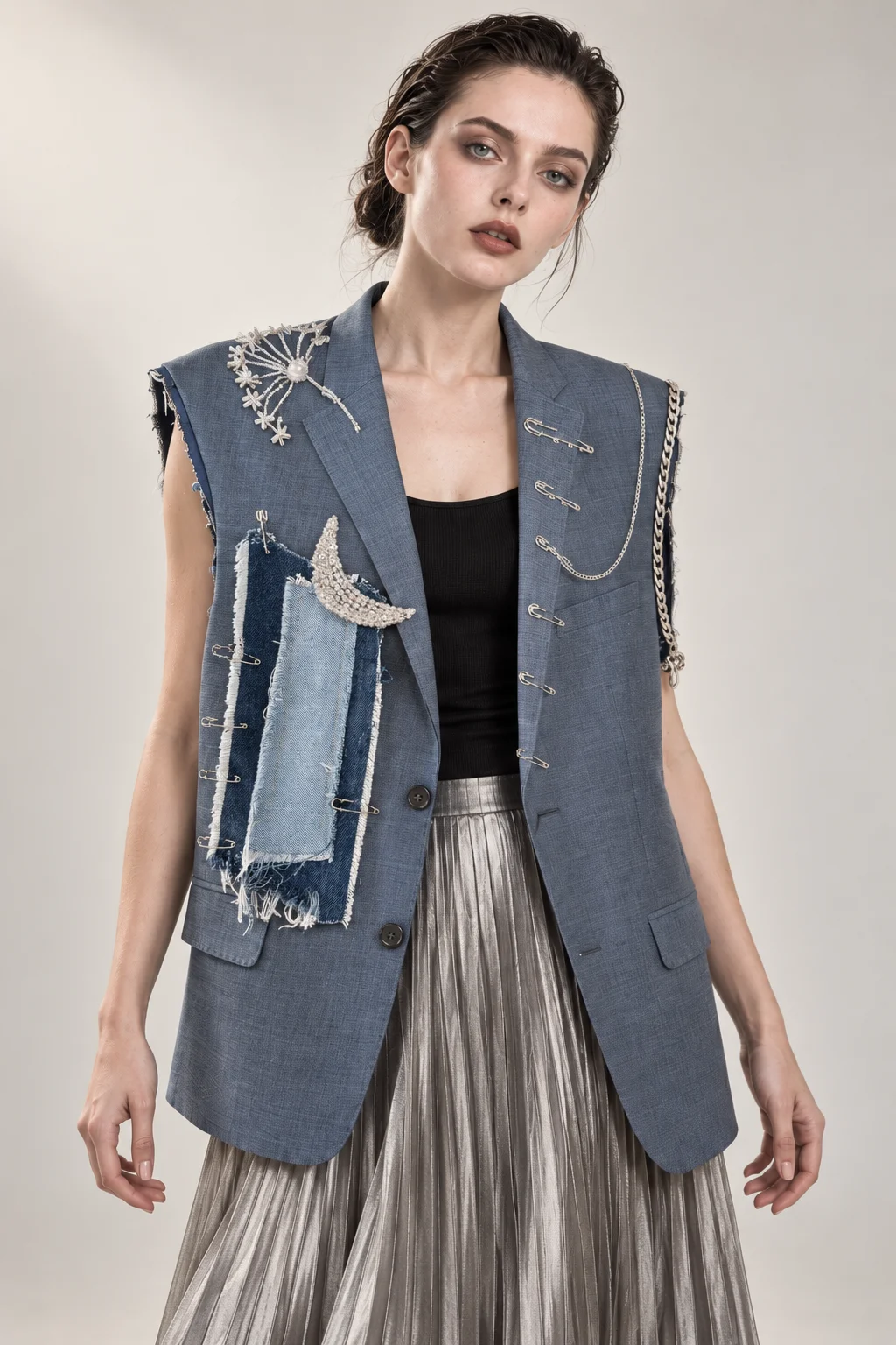 CRESCENT — One-of-one vest, upcycled from a blazer, view 3