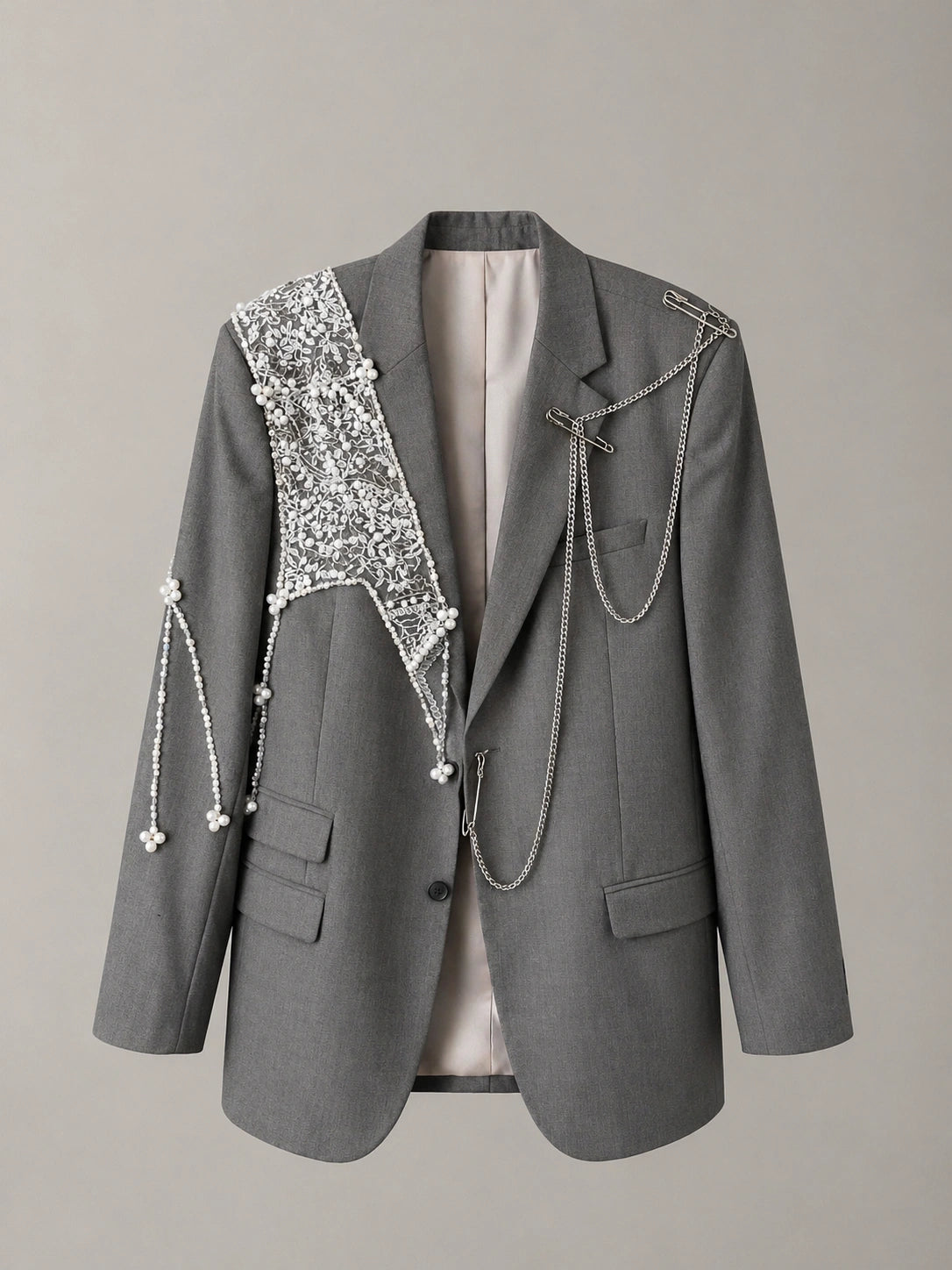 Pearl Veil — Upcycled one-of-one blazer, view 3