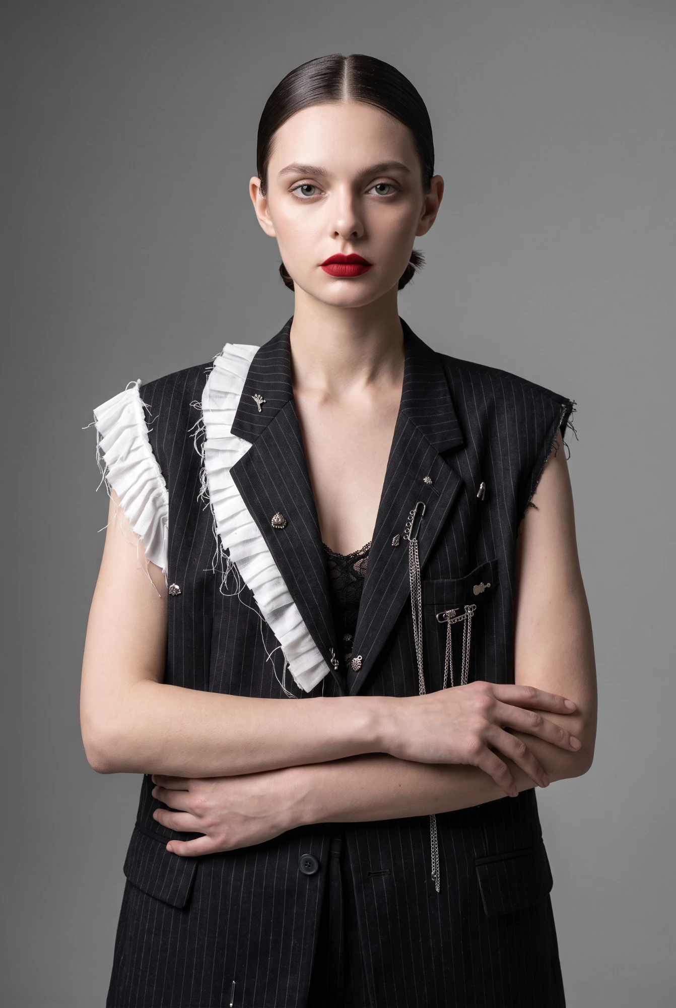 PLUMAGE — One-of-one vest, upcycled from a blazer