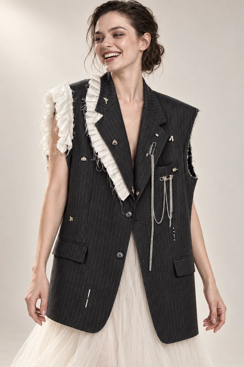 PLUMAGE — One-of-one vest, upcycled from a blazer, view 2