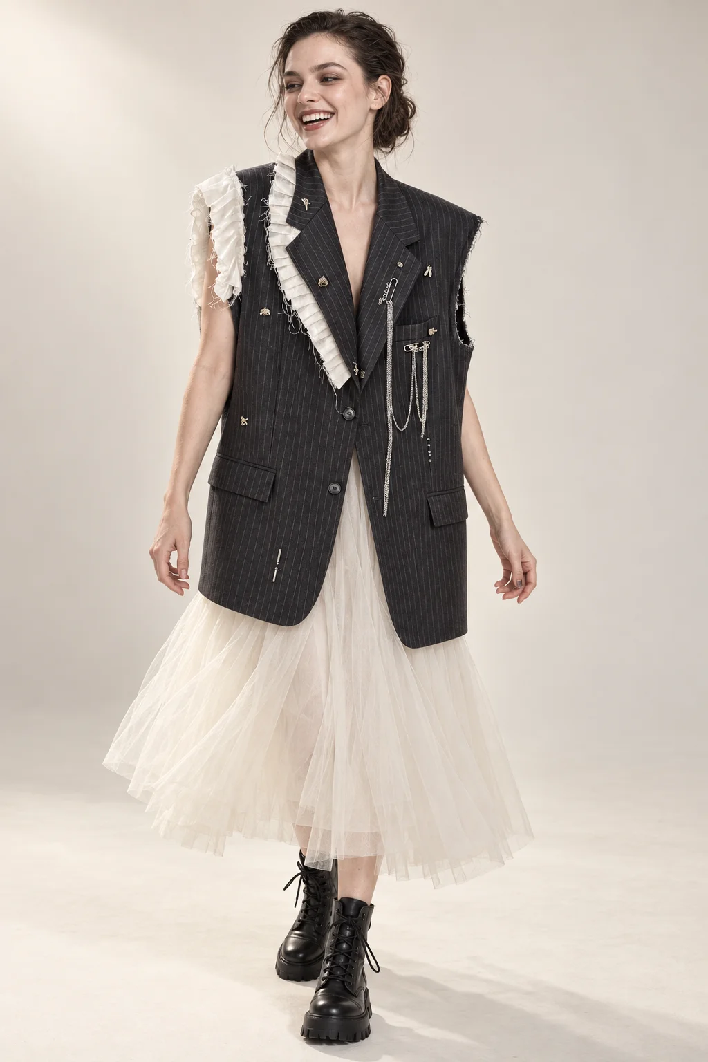PLUMAGE — One-of-one vest, upcycled from a blazer, view 3