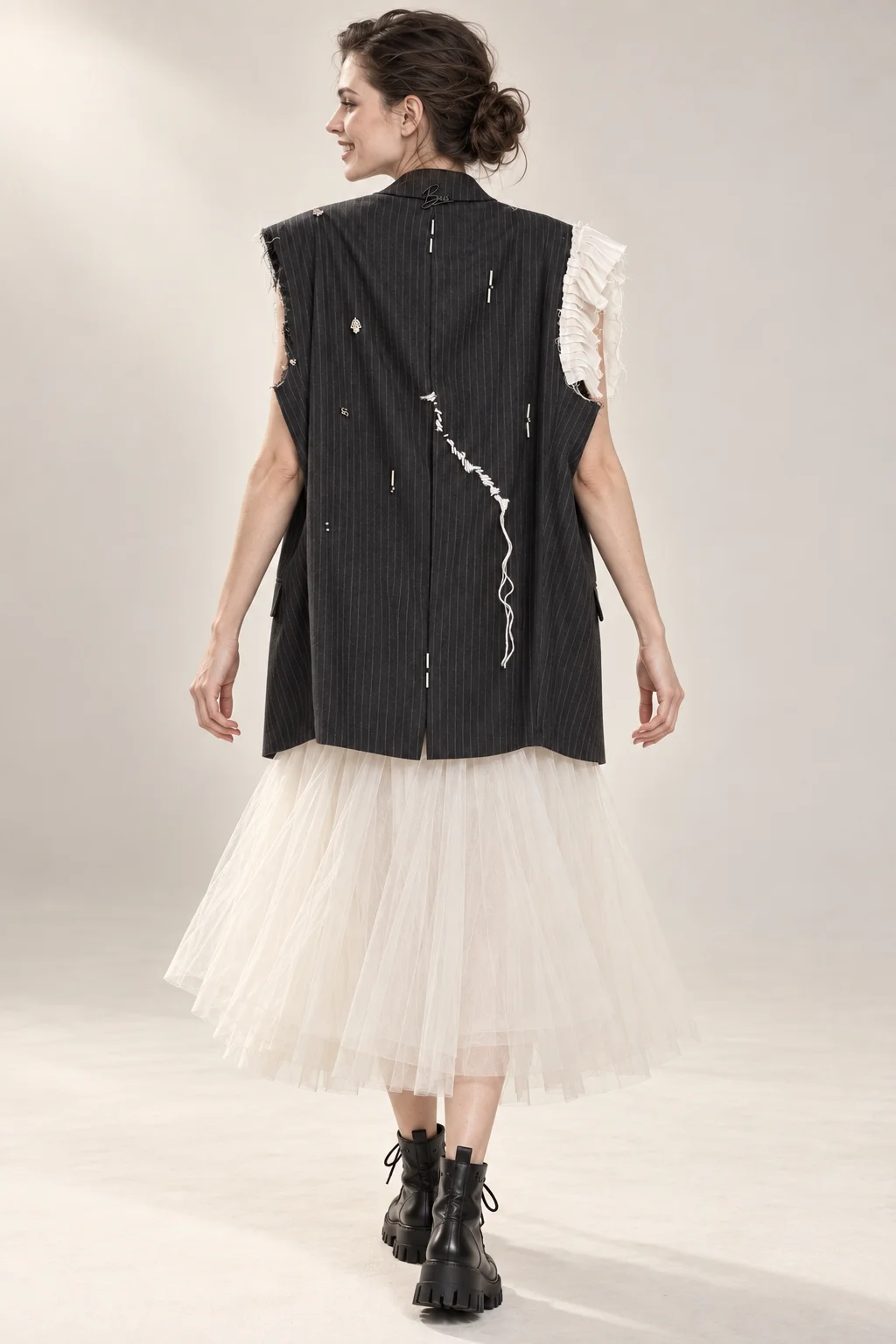 PLUMAGE — One-of-one vest, upcycled from a blazer, view 4