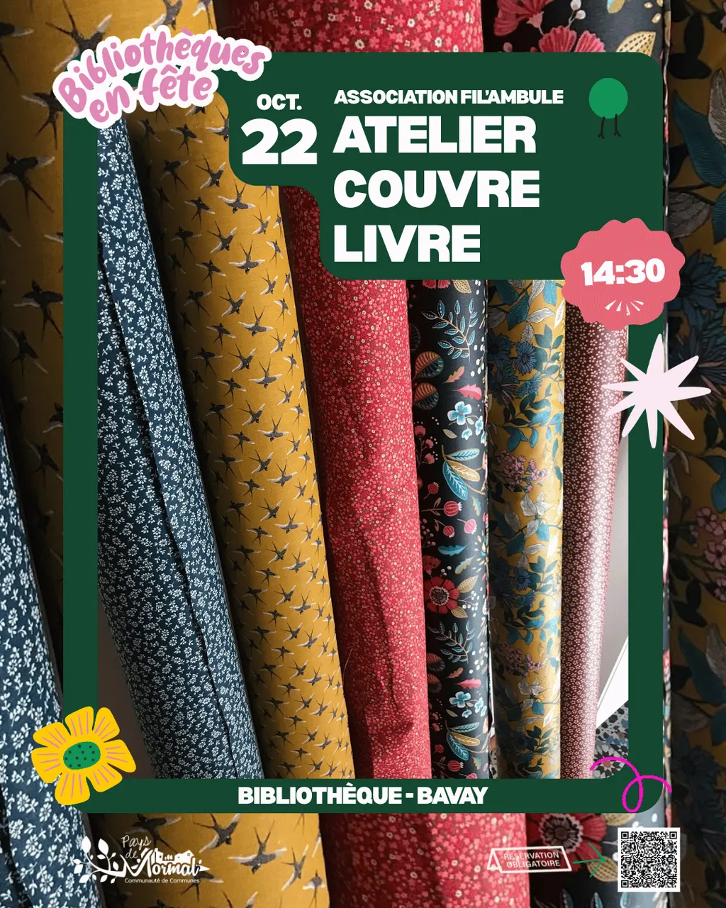 Atelier couture: Réalisation d'un couvre-livre à Bavay — Événement