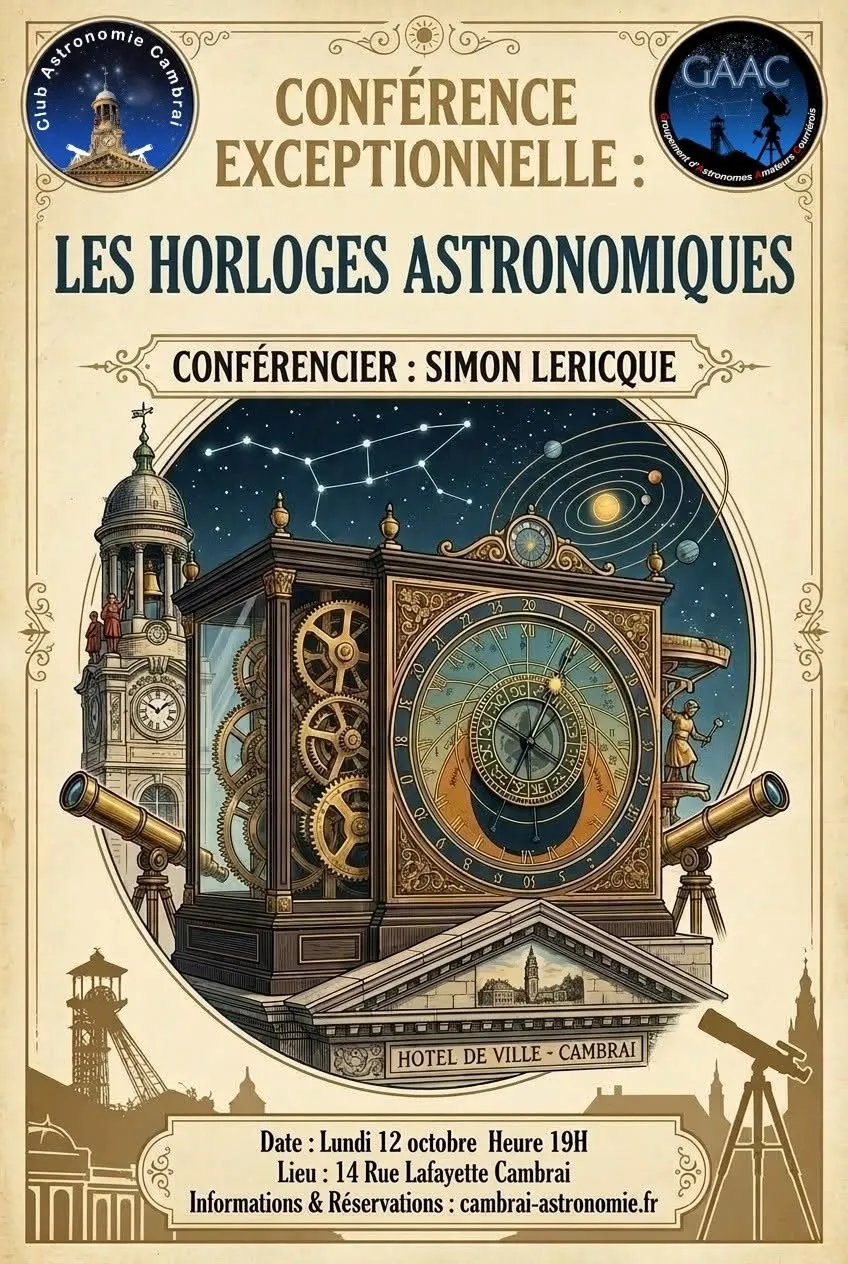 Conférence: Les horloges astronomiques à Cambrai — Événement