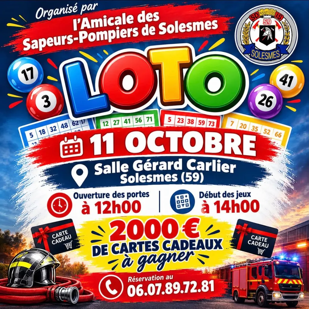 Grand loto des sapeurs pompiers à Solesmes — Événement