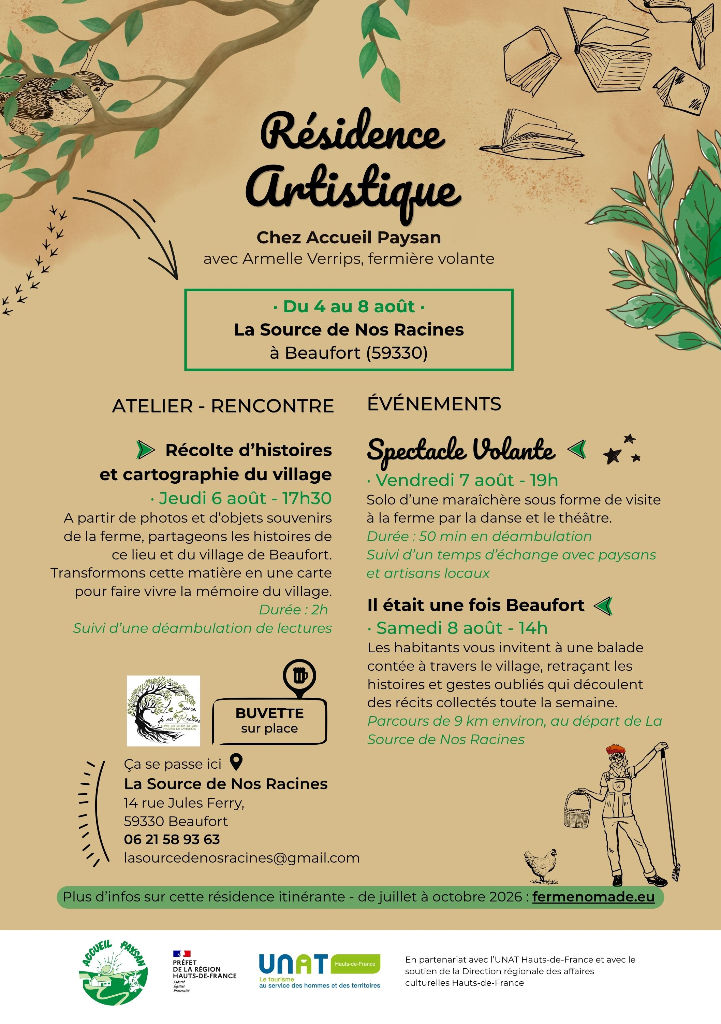 Résidence d'Artiste à La Source de nos Racines à Beaufort — Événement