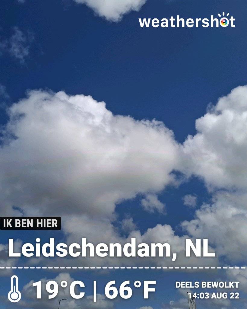 Partly cloudy weather in Leidschendam, 19°C — August 22, 2026 (community photo)