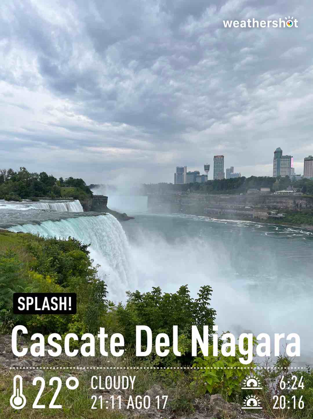 Cloudy weather in Niagara Falls, 72°F — August 17, 2023 (community photo)