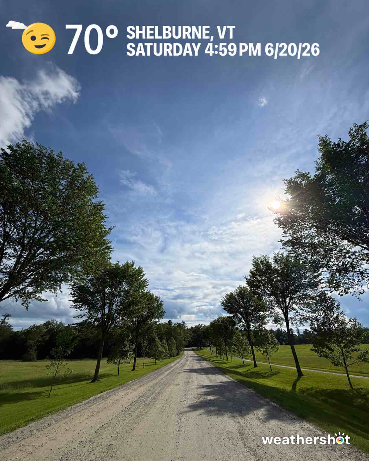 Cloudy weather in Shelburne, 70°F — June 20, 2026 (community photo)
