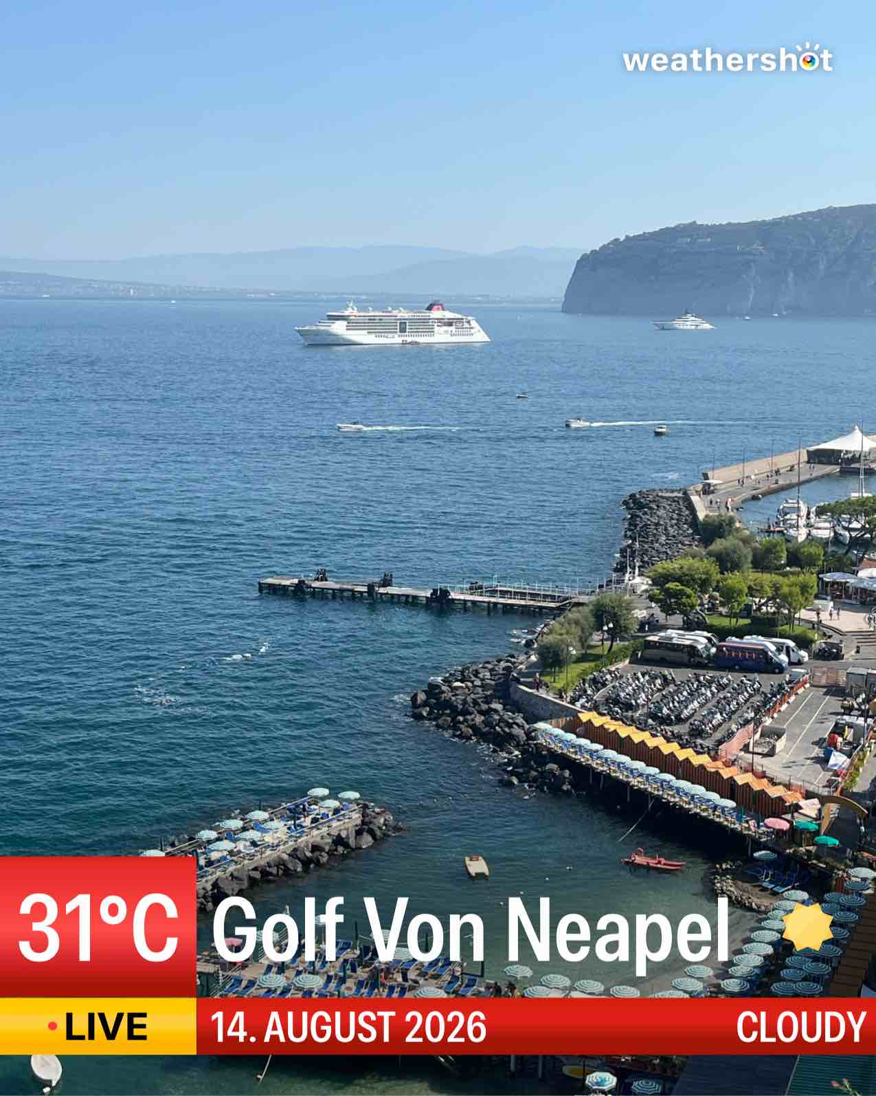 Clear weather in Sant'Agnello, 31°C — August 14, 2026 (community photo)