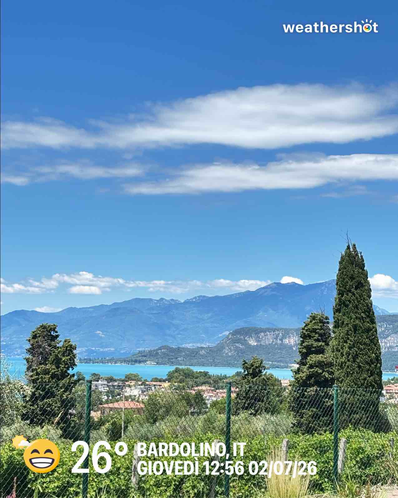 Partly cloudy weather in Bardolino, 26°C — July 2, 2026 (community photo)