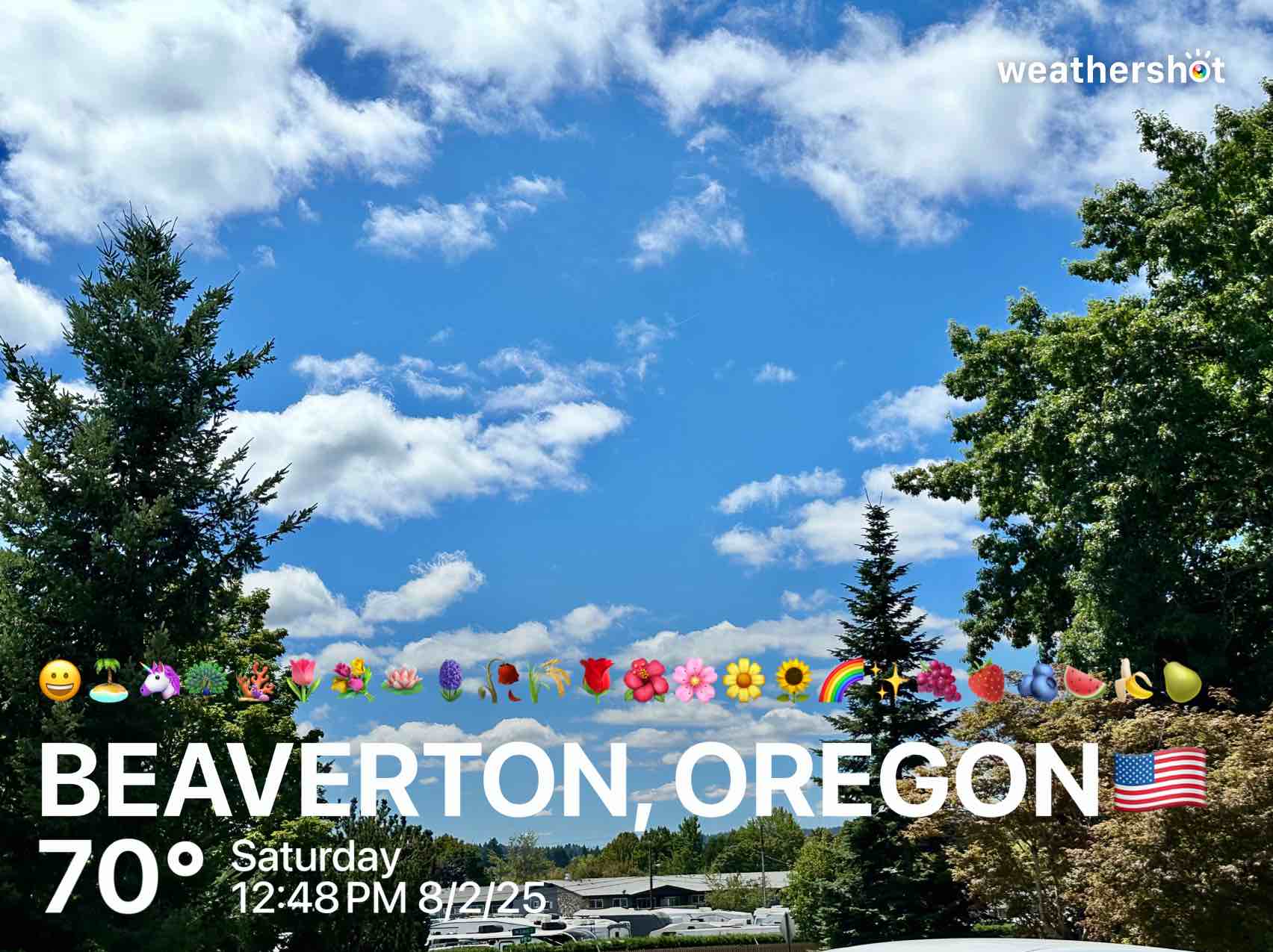 Partly cloudy weather in Beaverton, 70°F — August 2, 2025 (community photo)